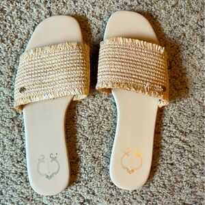 Rattan slides sandals